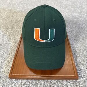 Miami Hurricanes Fitted Hat Green Embroidered Logo Football NCAA